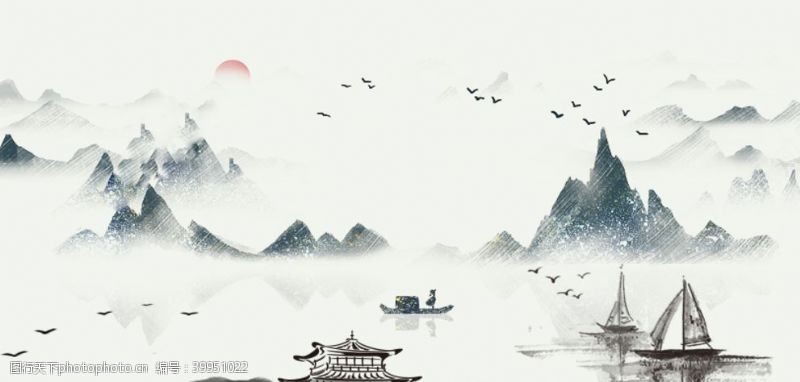 中国风茶水墨背景图片