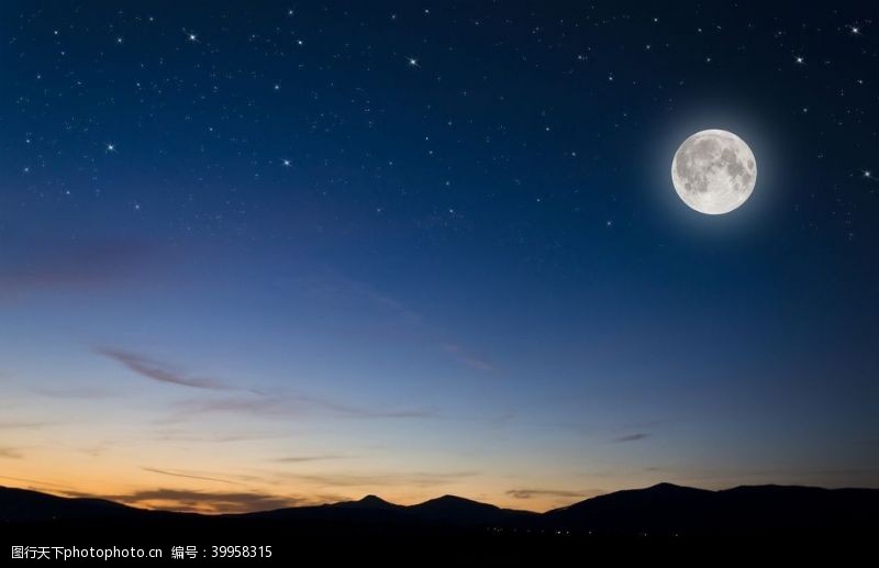 夜晚的天空月亮月球图片