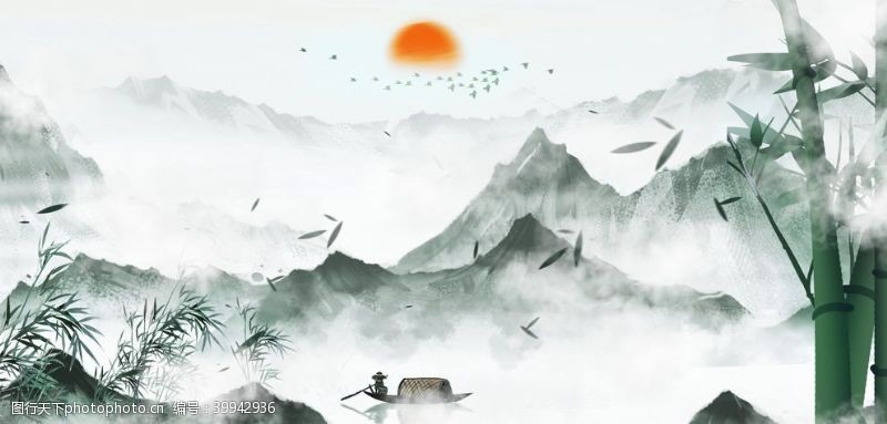 水墨梅花素材中国风背景图片