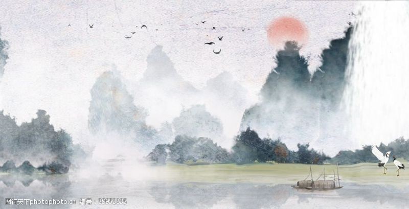 中国风设计中国风古典山水画图片