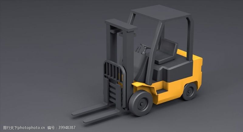 机械设计C4D卡通叉车模型图片