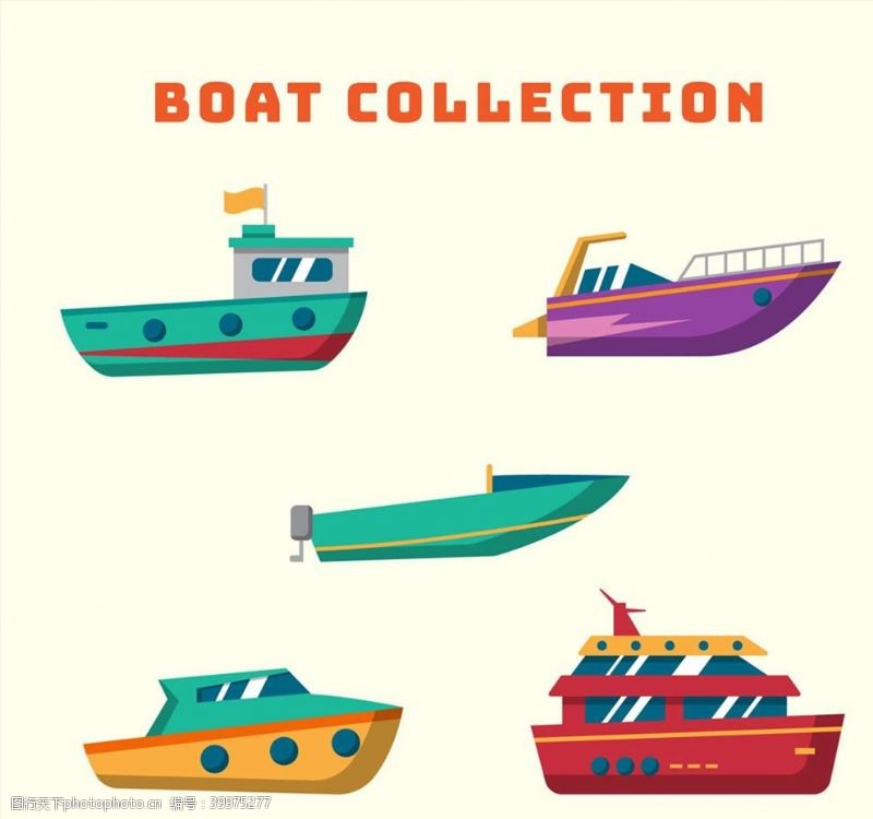 渔具彩色船舶设计图片