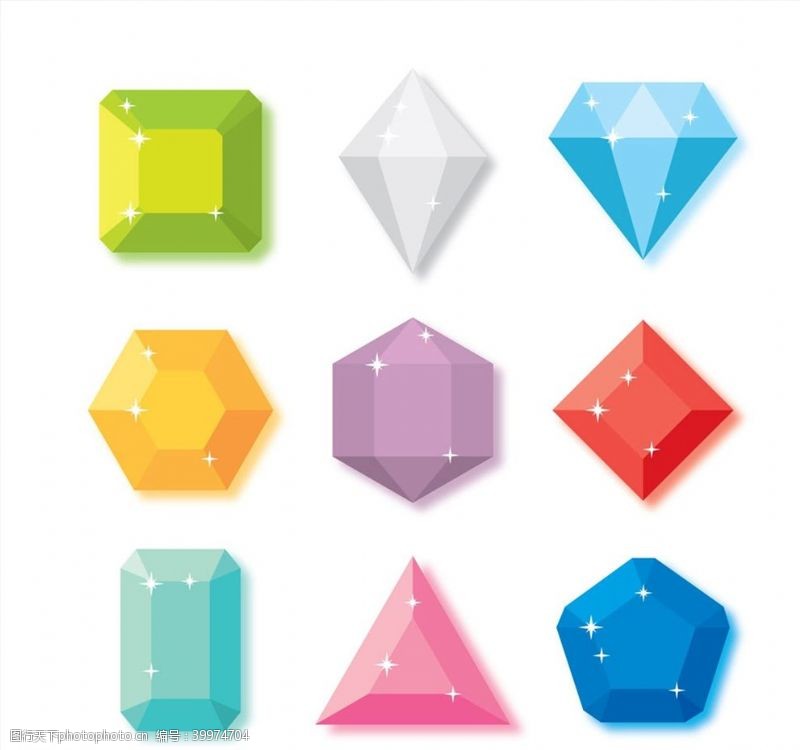 钻石素材彩色钻石矢量图片