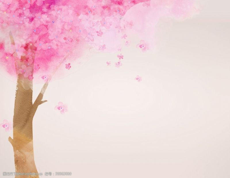 手绘咖啡店粉色花卉图片