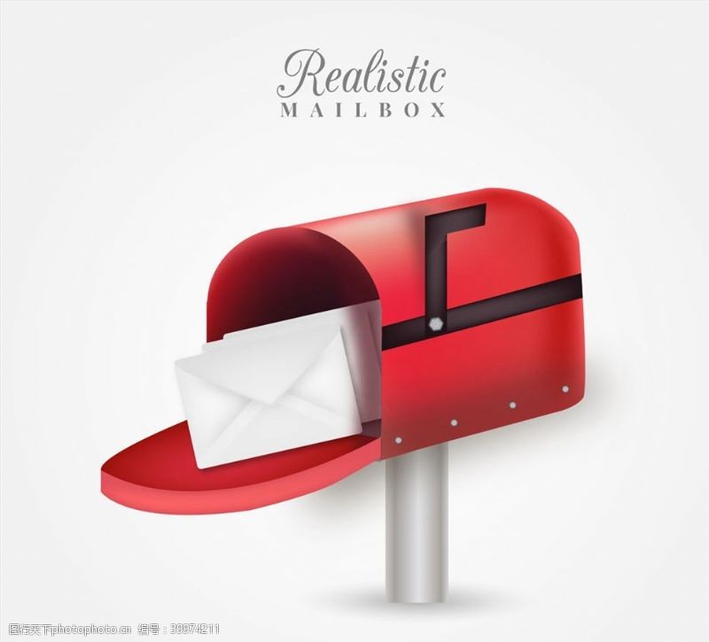 邮筒红色信箱和信件图片