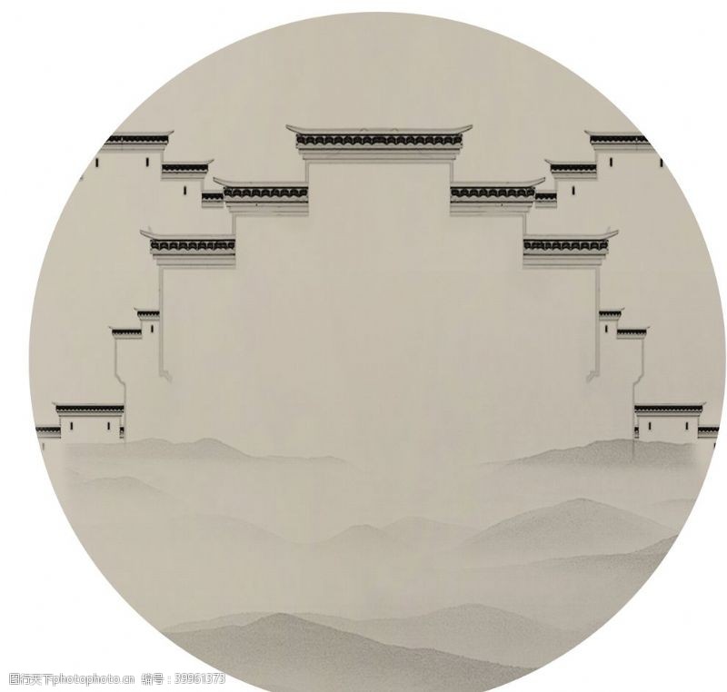 中国风电视墙徽派山水装饰画图片
