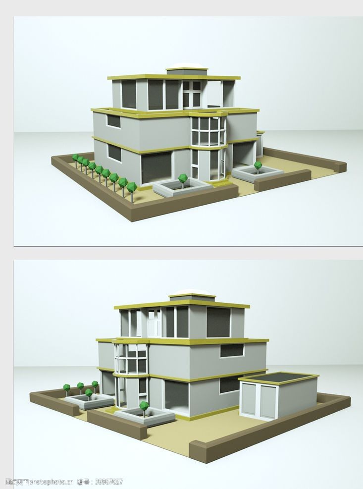 别墅模型素材家庭别墅模型图片