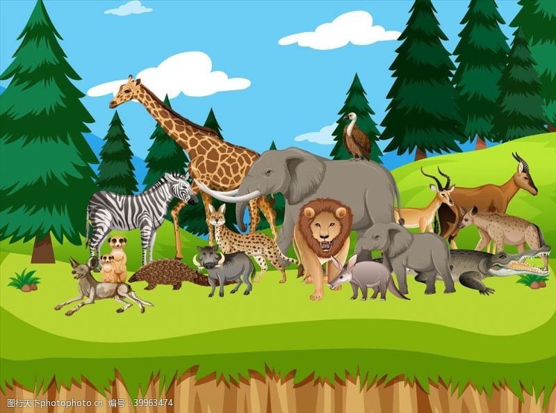 童话卡通野生动物图片