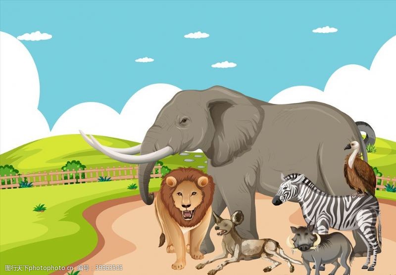 野生动物宣传卡通野生动物图片