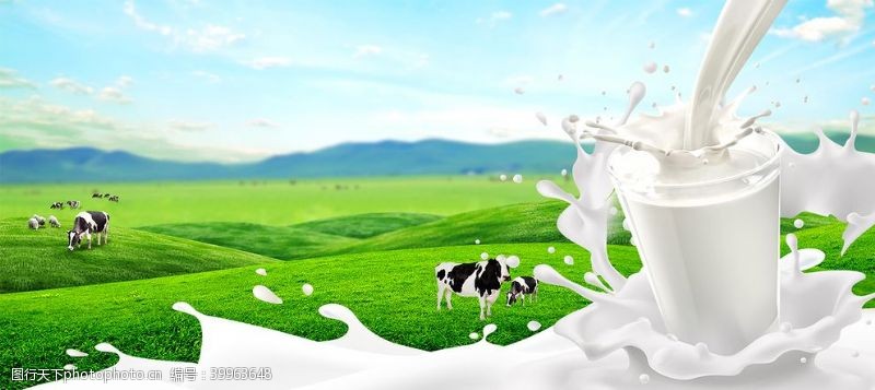 绿色清新背景牛奶图片