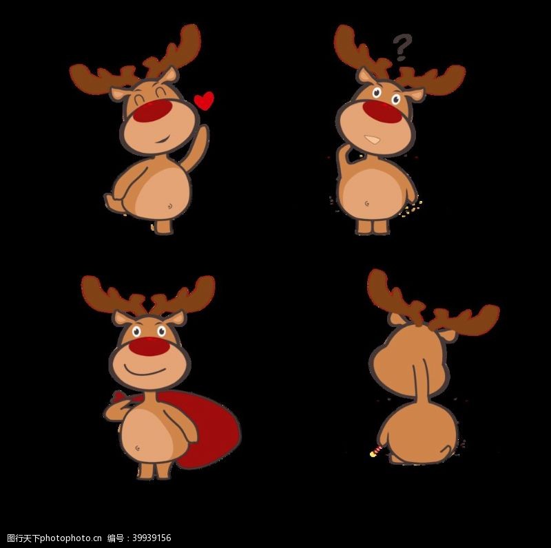 动物卡通圣诞驯鹿图片