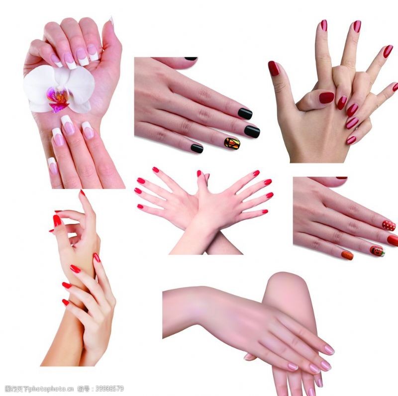 女人手美甲手手指美甲素材图片
