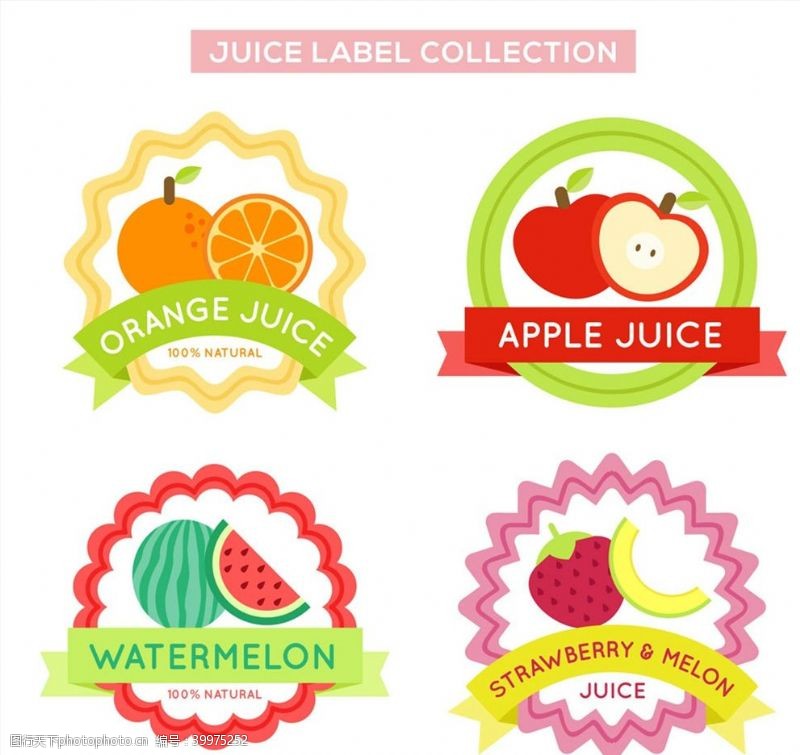 矢量水果素材水果果汁标签图片