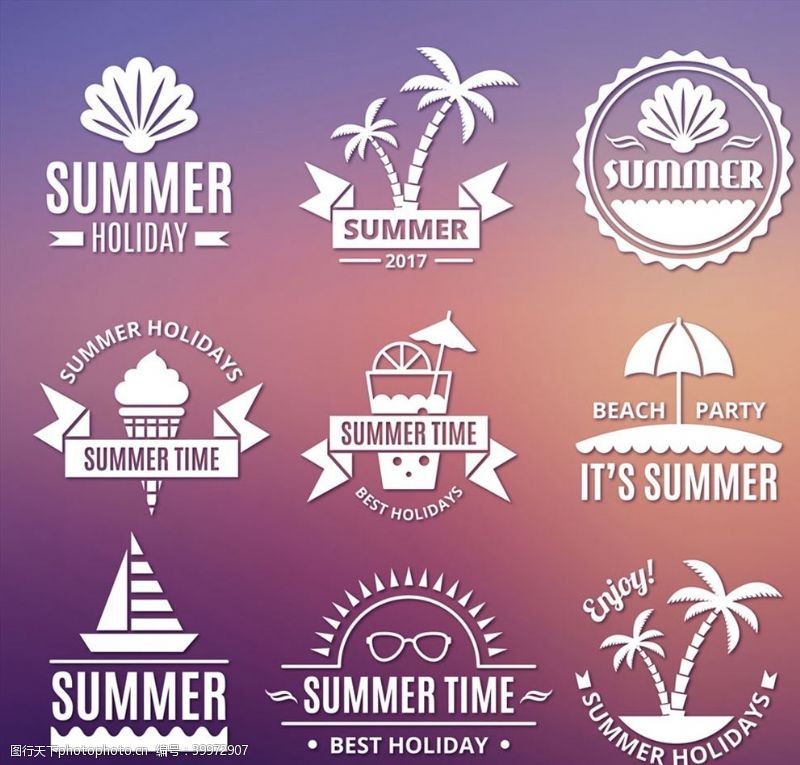 遮阳伞夏季度假标志图片