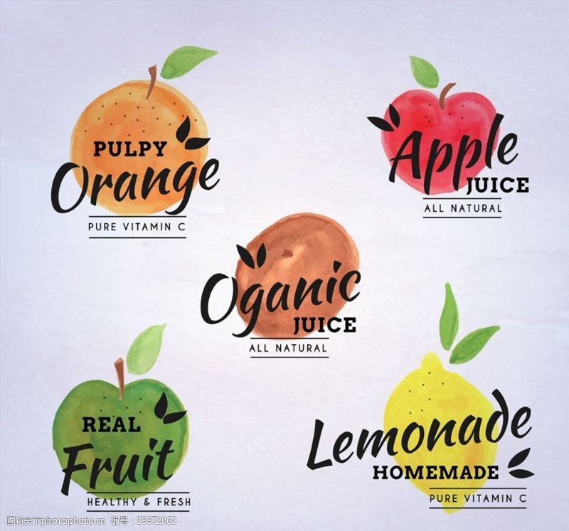水果标签有机果汁标签图片
