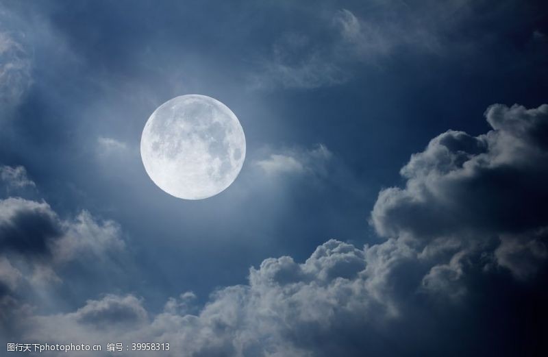 夜晚的天空月亮月球图片