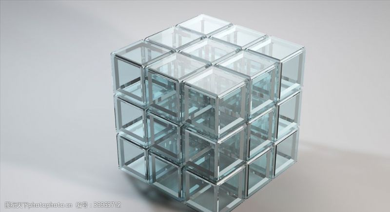 3d立体画C4D模型反光立方水晶图片