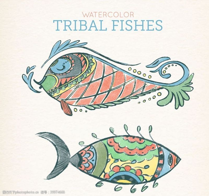 鱼纹彩绘花纹鱼类图片