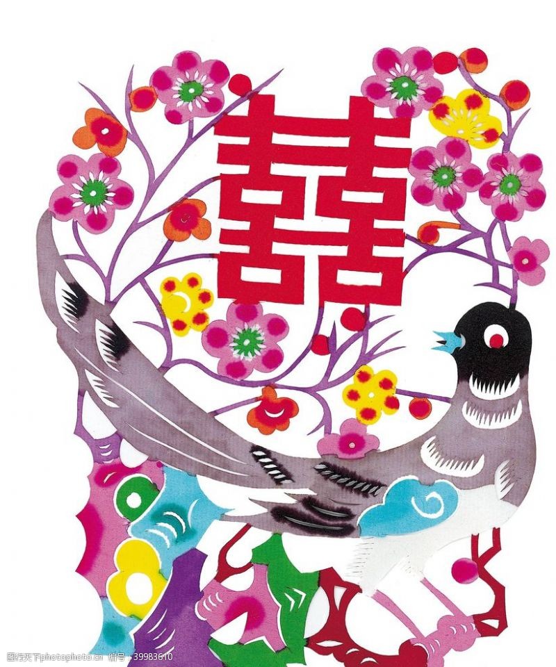 传统福字吉祥动物剪纸图片