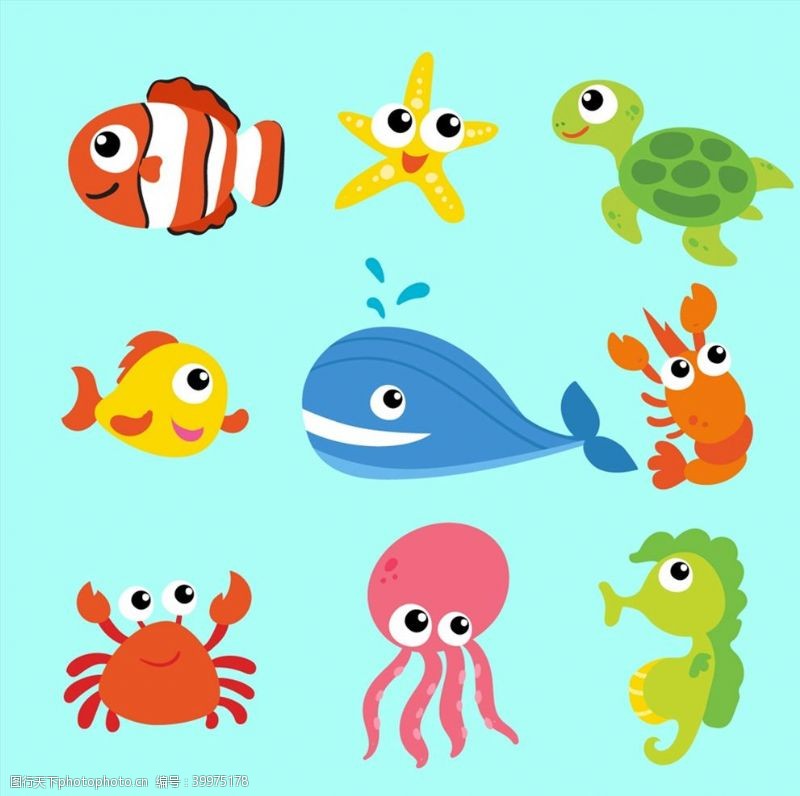 矢量海星卡通海洋动物图片