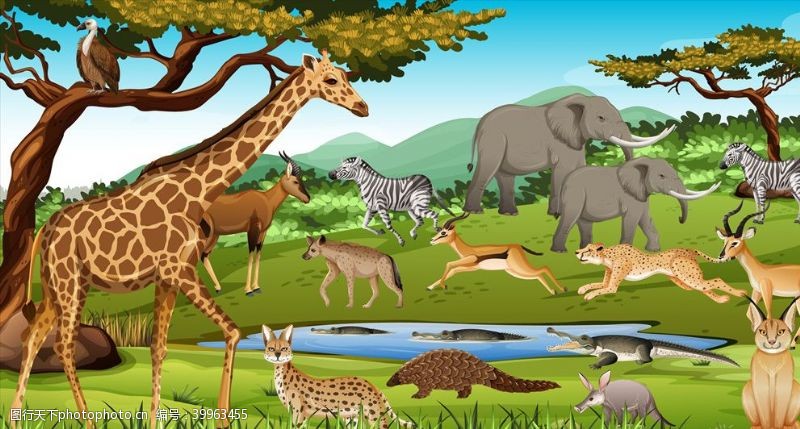 儿童绘本卡通野生动物图片
