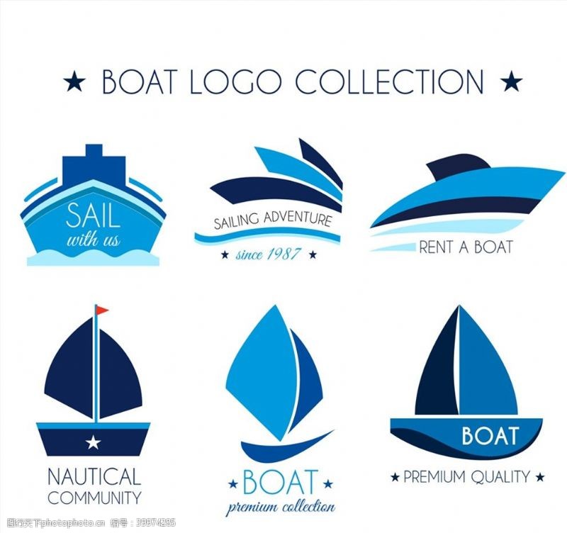 帆船蓝色船舶标志图片