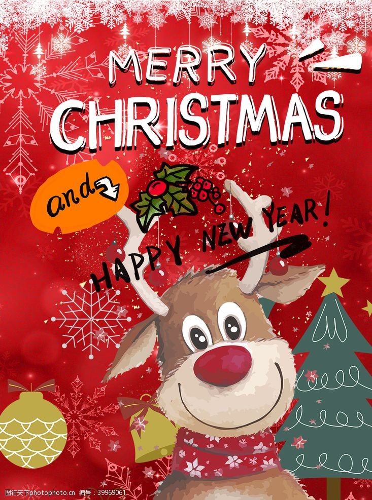 圣诞老公公麋鹿圣诞节海报图片