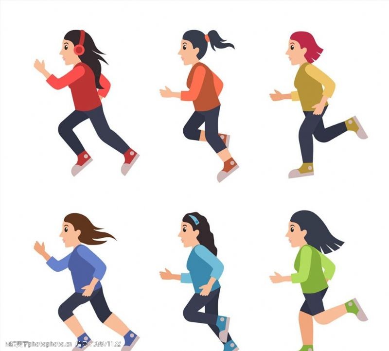 运动素材矢量素材跑步健身女子图片