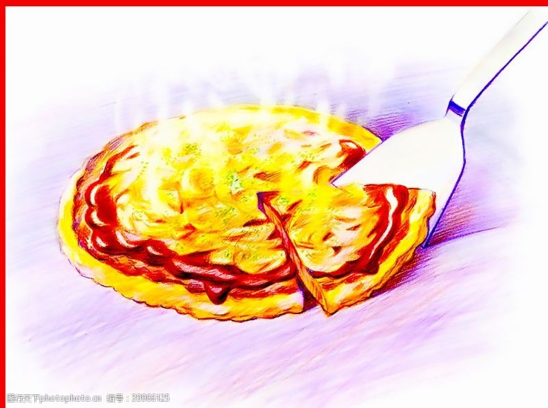 甜品菜单披萨手绘图片