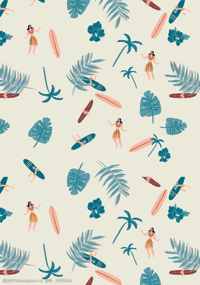 冲浪杂志热带雨林植物椰树花朵图片