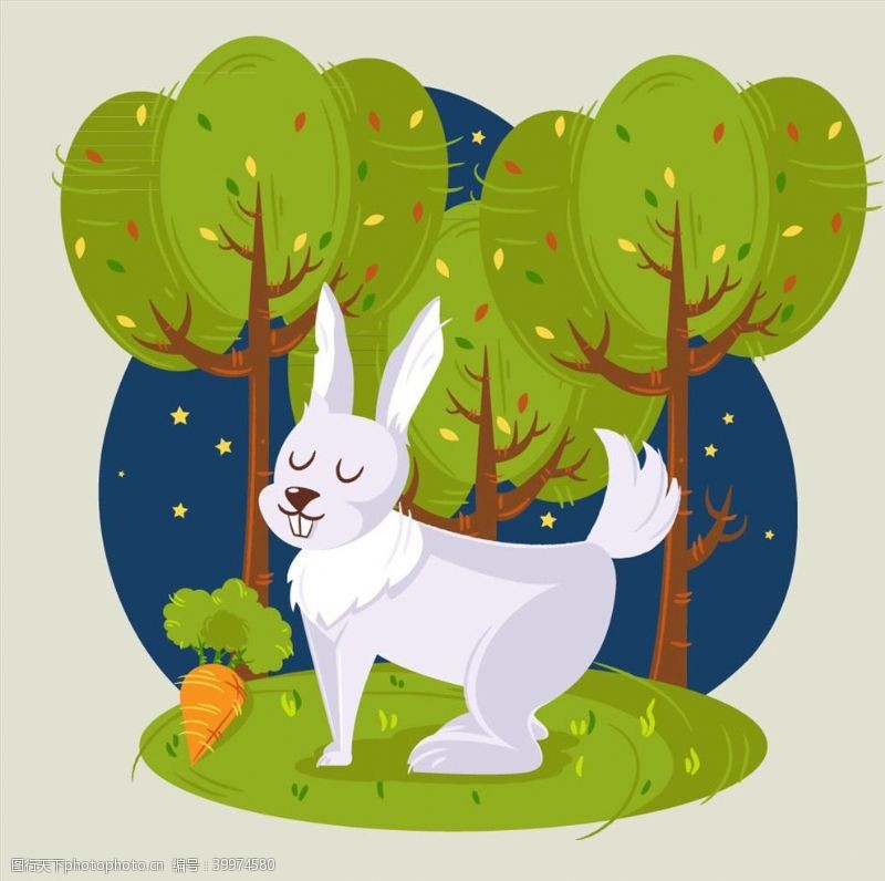 矢量兔子森林里的白兔图片