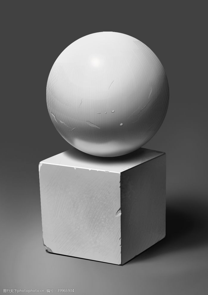 ps素材设计手绘球体与正方体图片