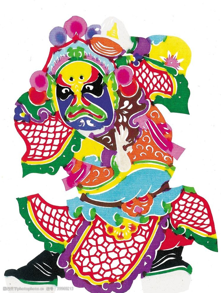 传统文化图案花纹水彩人物剪纸图片
