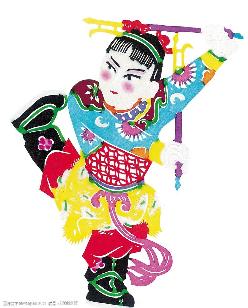 传统节日文化水彩人物剪纸图片