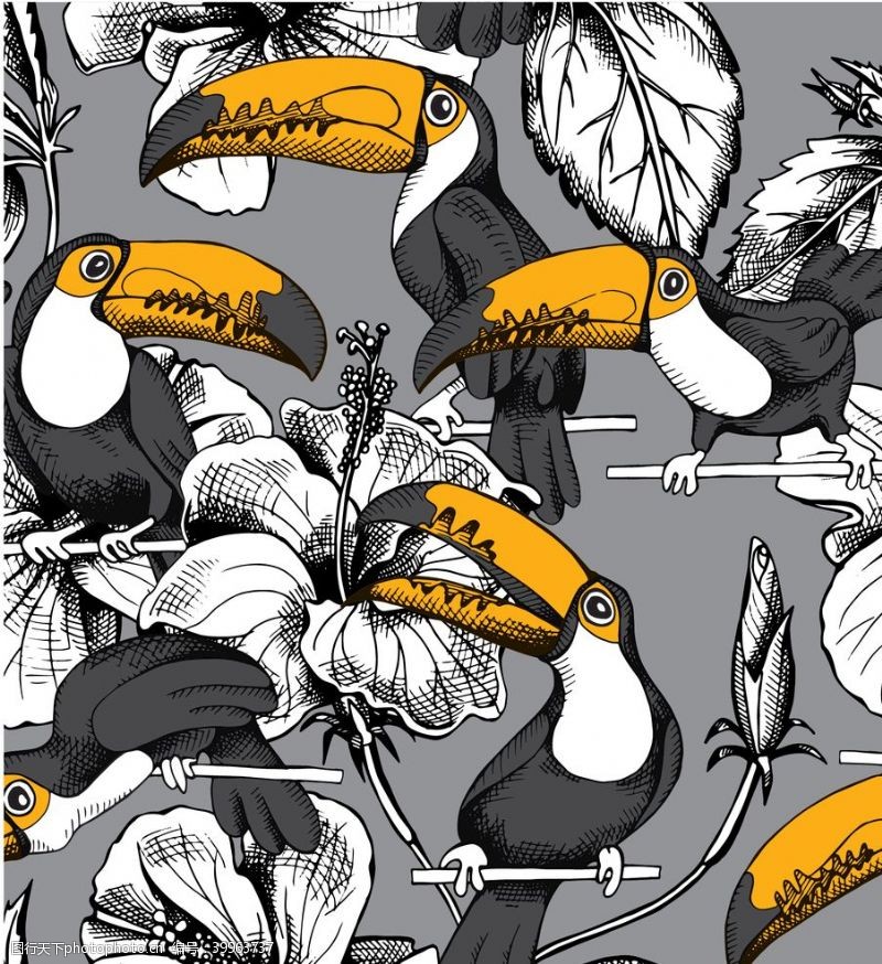 数码印花啄木鸟图片