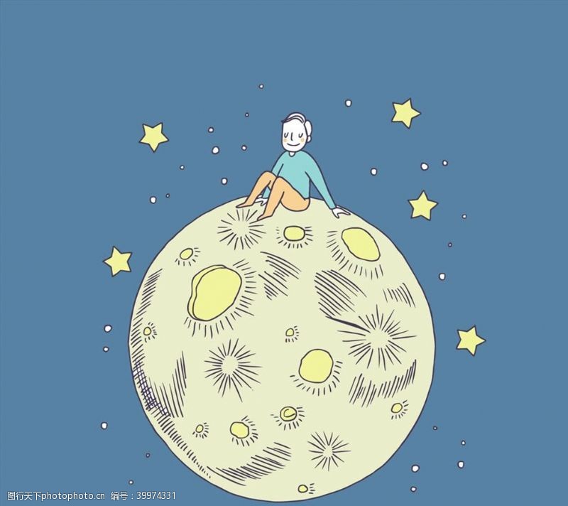高球坐在月球上的男子图片