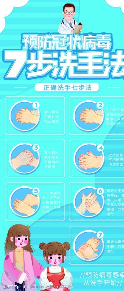 标准洗手7步洗手法图片