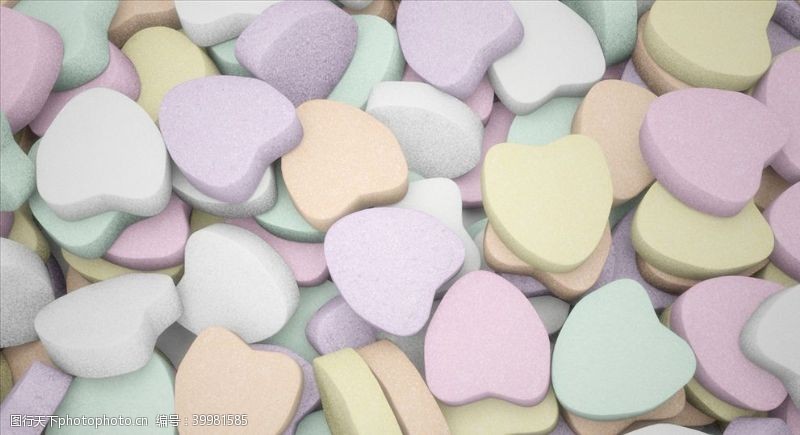 糖果色C4D模型爱心糖果口香糖奶片图片