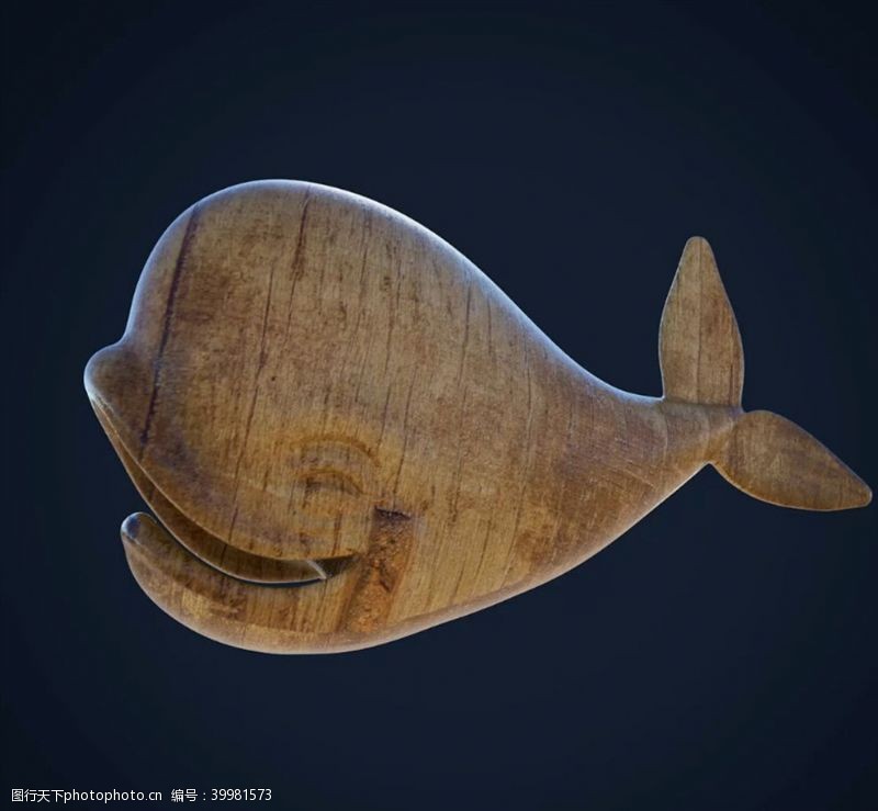 动画片C4D模型摆动的木鲸鱼图片