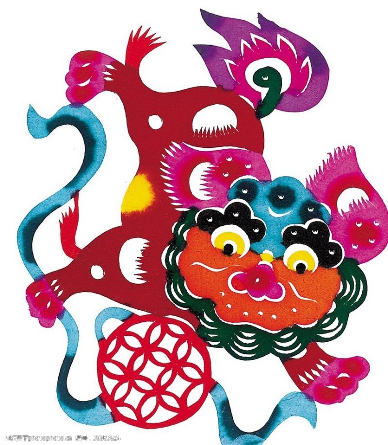 中华传统节日吉祥动物剪纸图片