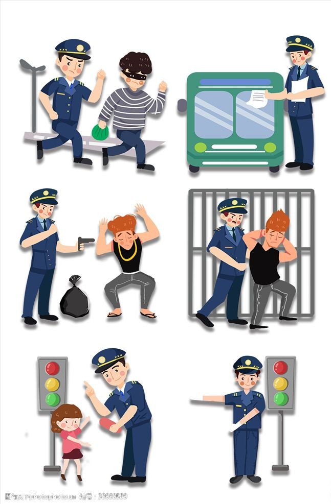 交通安全漫画卡通警察素材图片