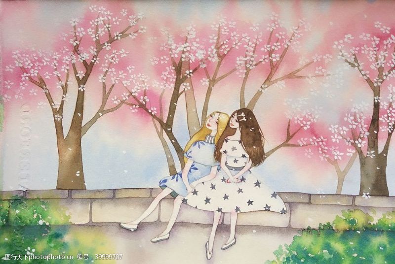 樱花树手绘樱花图片