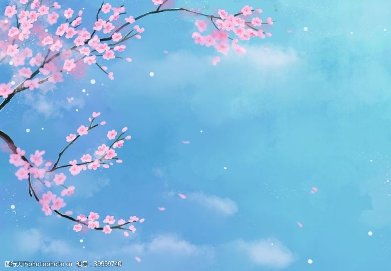 清新淡雅背景手绘樱花图片