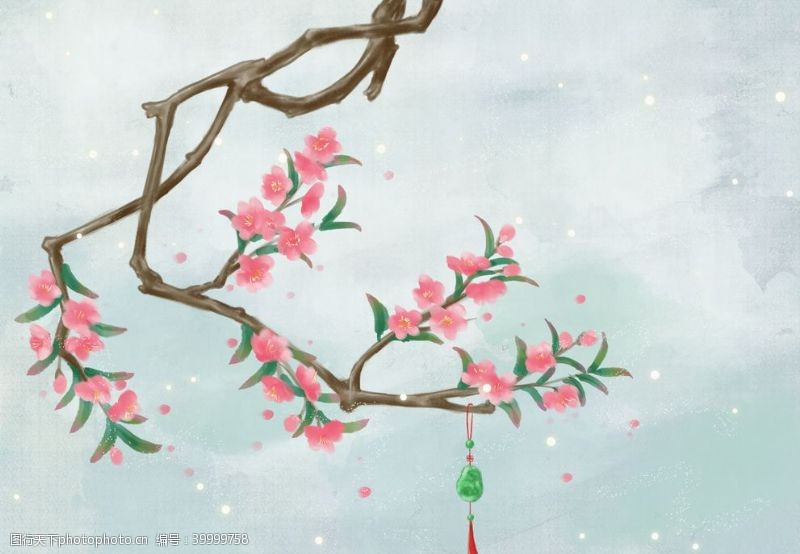 儿童节背景手绘樱花图片