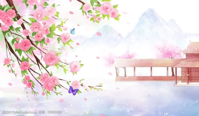 樱花文化节手绘樱花图片