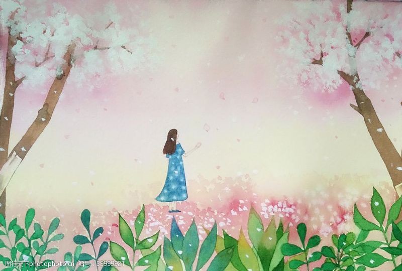 日本樱花手绘樱花图片
