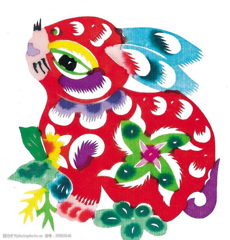 传统节日文化水彩动物剪纸图片