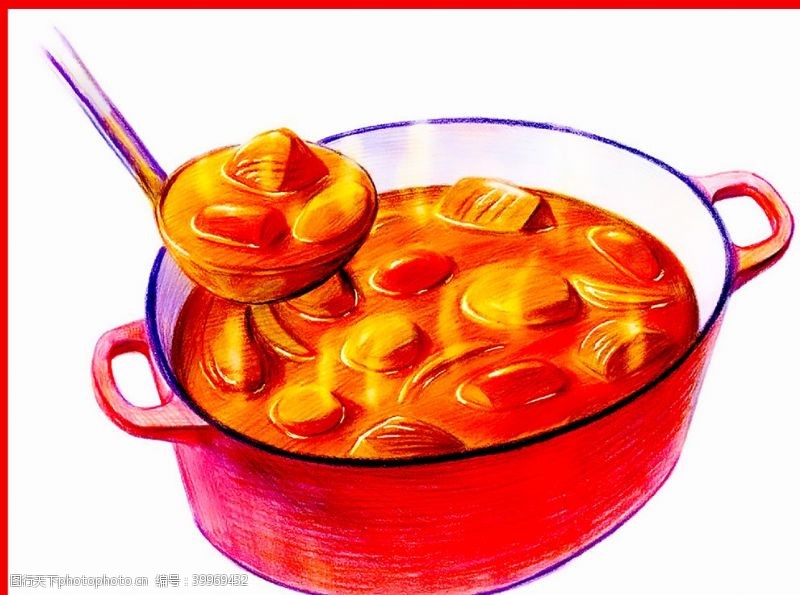素描美食汤锅图片