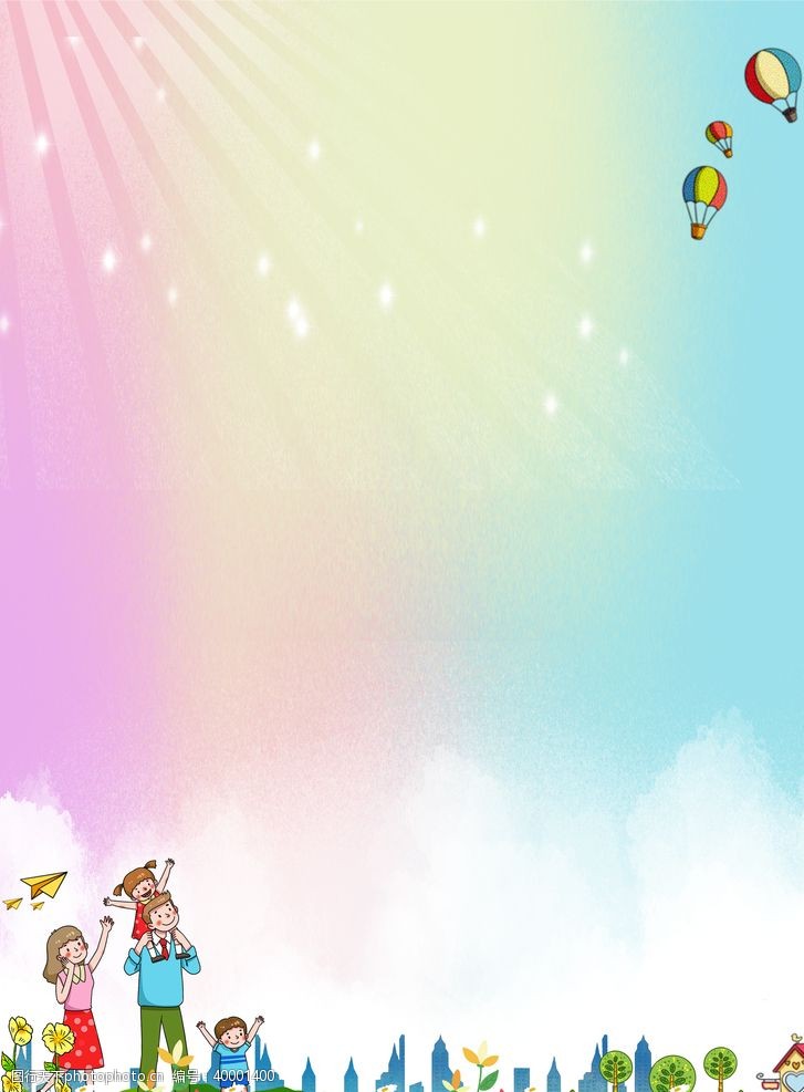热气球图片卡通彩色背景图片