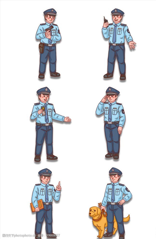 交警队卡通警察素材图片